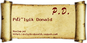 Pólyik Donald névjegykártya
